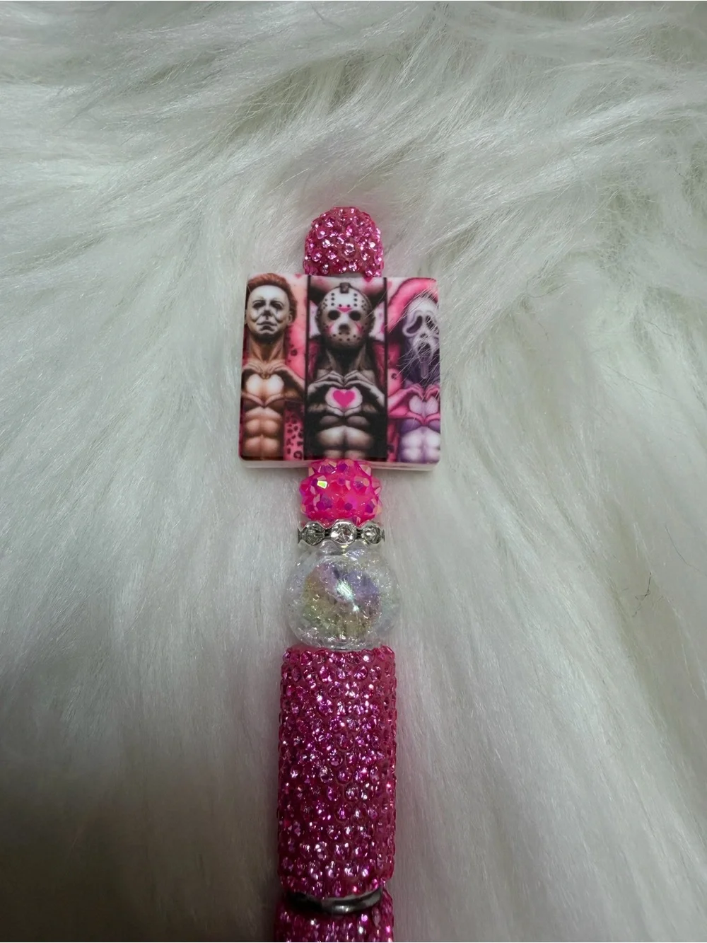 Pink Horror Character Beaded Pen - Unbranded